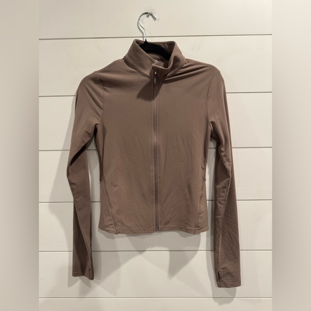 Spanx brown smooth on form full zip jacket in Smoke - Picture 5 of 9